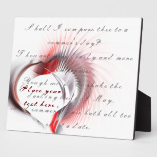 Metallherz mit Shakespeares Sonnet 18 Fotoplatte