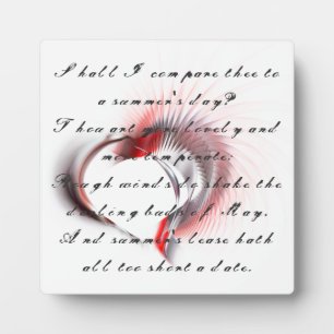 Metallherz mit Shakespeares Sonnet 18 Fotoplatte