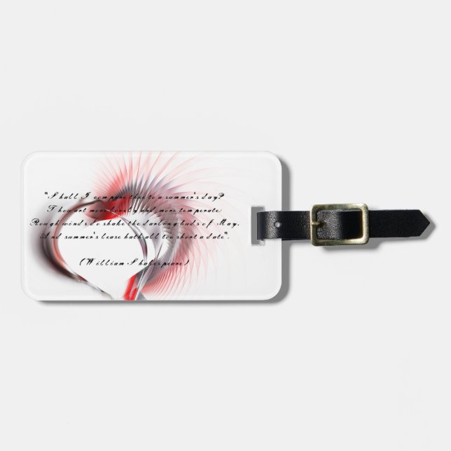 Metallherz mit Shakespeares Sonnet 18 Gepäckanhänger (Vorderseite horizontal)