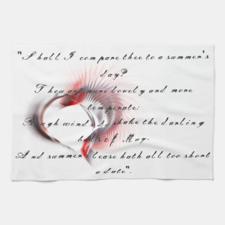 Metallherz mit Shakespeares Sonnet 18 Geschirrtuch