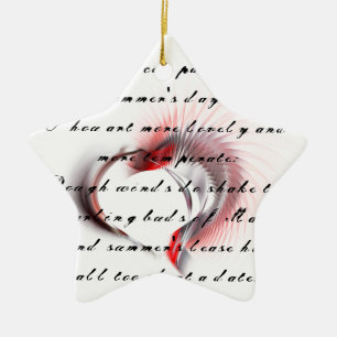 Metallherz mit Shakespeares Sonnet 18 Keramikornament