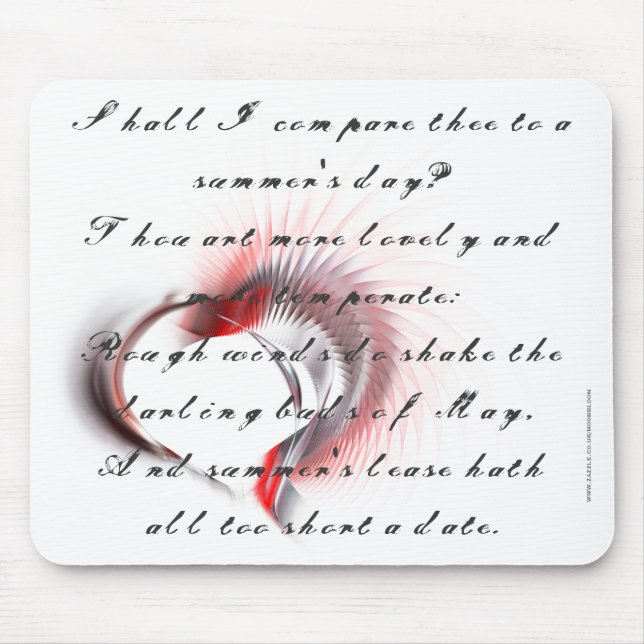 Metallherz mit Shakespeares Sonnet 18 Mousepad (Vorne)