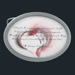 Metallherz mit Shakespeares Sonnet 18 Ovale Gürtelschnalle<br><div class="desc">Metalherz mit einem roten Wappen, verstärkt durch Shakespeares Sonnet 18: "Soll ich dich an einem Sommertag erscheinen? Du bist schöner und gemäßigter: Starke Winde schütteln die lieblichen Knospen von Mai, und das Sommerpferd hat nur zu kurz ein Datum. " Bereit, mit Ihrem Text angepasst zu werden, wenn Sie einige andere...</div>