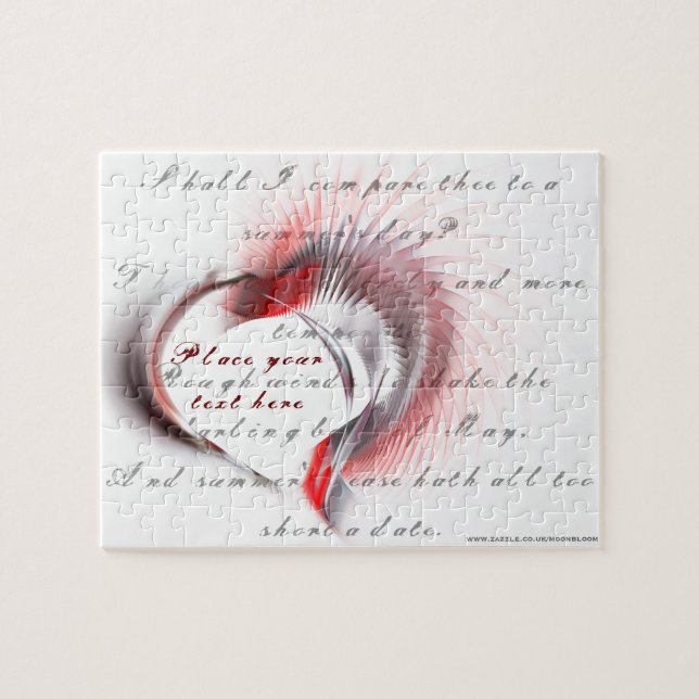 Metallherz mit Shakespeares Sonnet 18 Puzzle (Horizontal)
