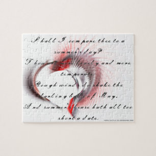 Metallherz mit Shakespeares Sonnet 18 Puzzle