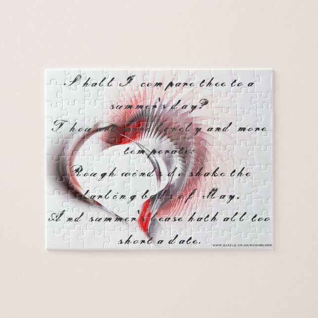 Metallherz mit Shakespeares Sonnet 18 Puzzle (Horizontal)