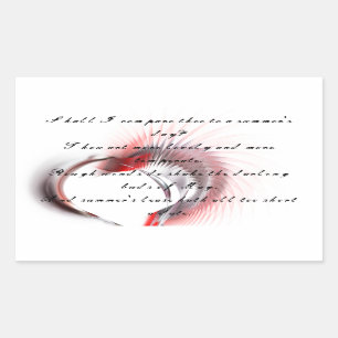 Metallherz mit Shakespeares Sonnet 18 Rechteckiger Aufkleber