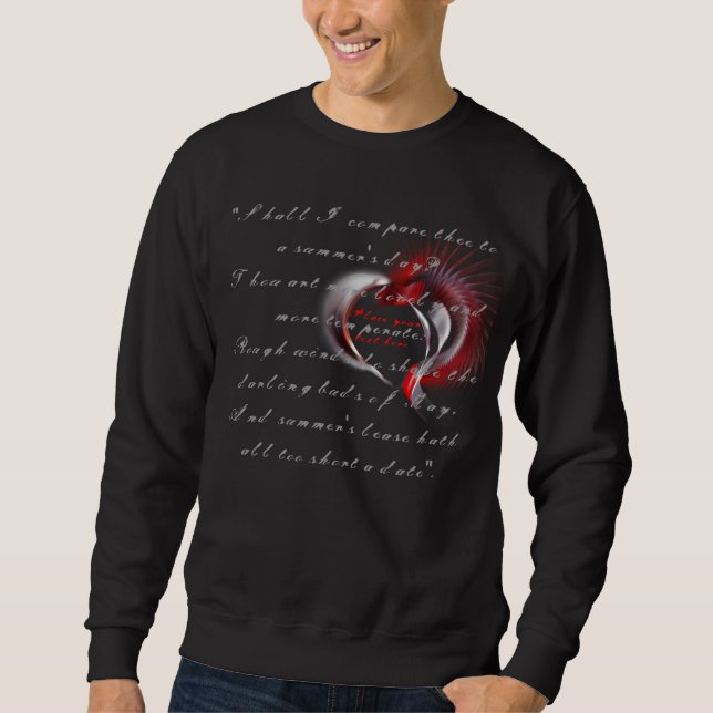 Metallherz mit Shakespeares Sonnet 18 Sweatshirt (Vorderseite)