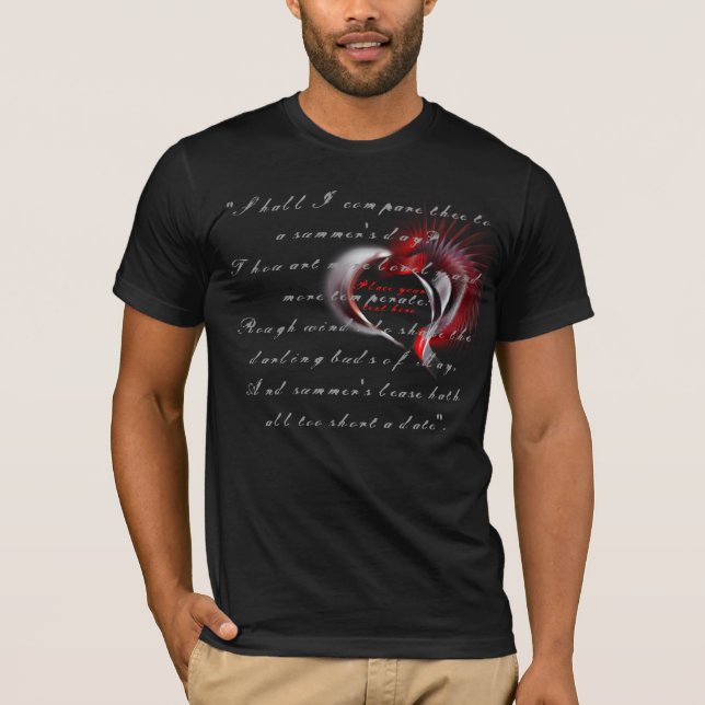 Metallherz mit Shakespeares Sonnet 18 T-Shirt (Vorderseite)