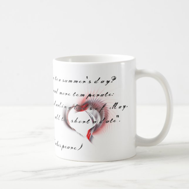 Metallherz mit Shakespeares Sonnet 18 Tasse (Rechts)