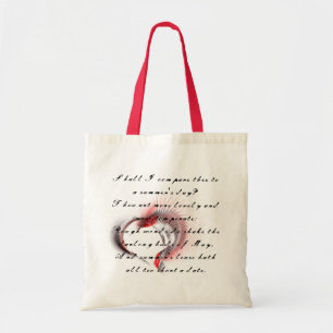 Metallherz mit Shakespeares Sonnet 18 Tragetasche