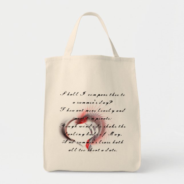 Metallherz mit Shakespeares Sonnet 18 Tragetasche (Vorne)