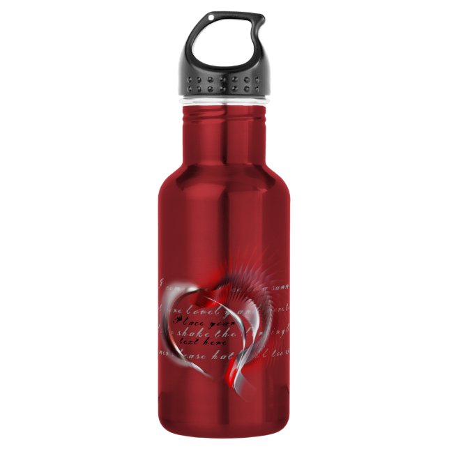 Metallherz mit Shakespeares Sonnet 18 Trinkflasche (Vorderseite)
