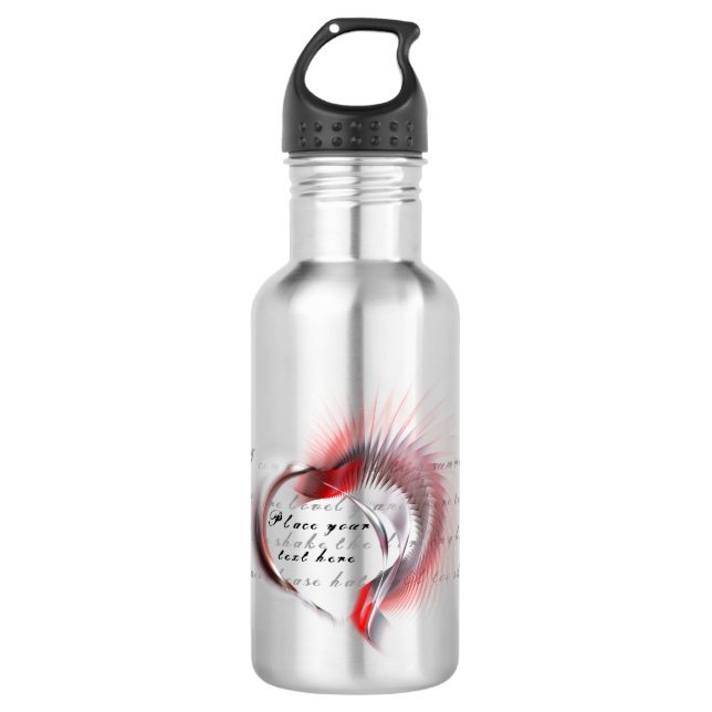 Metallherz mit Shakespeares Sonnet 18 Trinkflasche (Vorderseite)