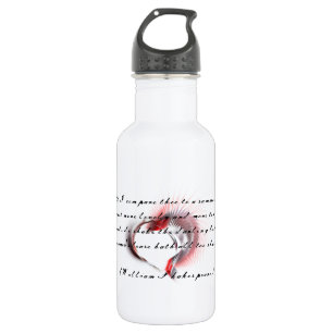 Metallherz mit Shakespeares Sonnet 18 Trinkflasche