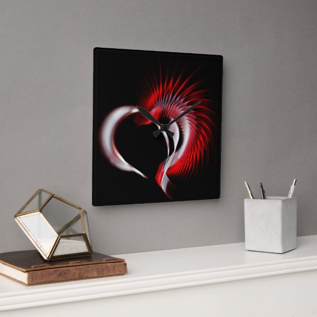 Metallherz Quadratische Wanduhr (Büro)