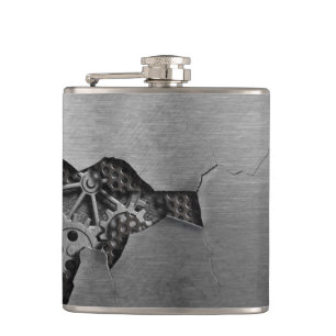 Metallhintergrund mit mechanischem Schaden Flachmann