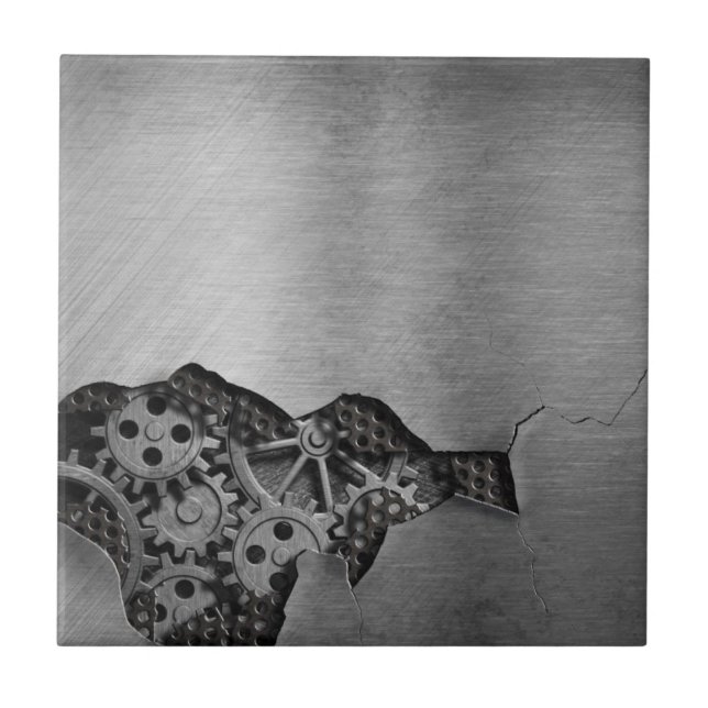 Metallhintergrund mit mechanischem Schaden Fliese (Vorderseite)