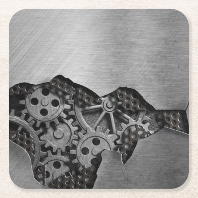 Metallhintergrund mit mechanischem Schaden Rechteckiger Pappuntersetzer (Vorderseite)