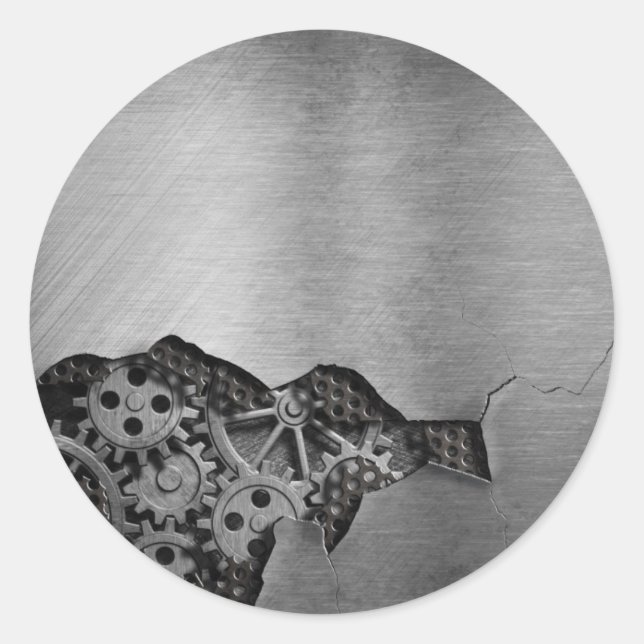 Metallhintergrund mit mechanischem Schaden Runder Aufkleber (Vorderseite)
