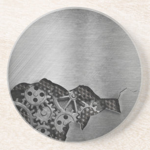 Metallhintergrund mit mechanischem Schaden Sandstein Untersetzer