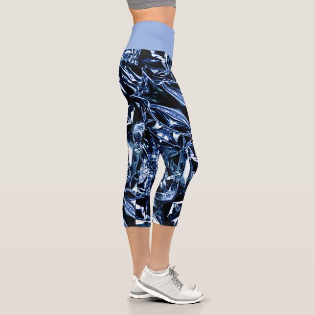 Metallic Abstract 101 Deep Navy Capri Leggings (Rechts)