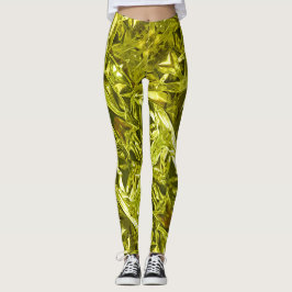 Metallic Abstract 101 Lime Green Leggings