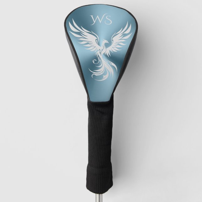 Metallic Aquamarin Blue Silver Phoenix Monogram In Golf Headcover (Vorderseite)