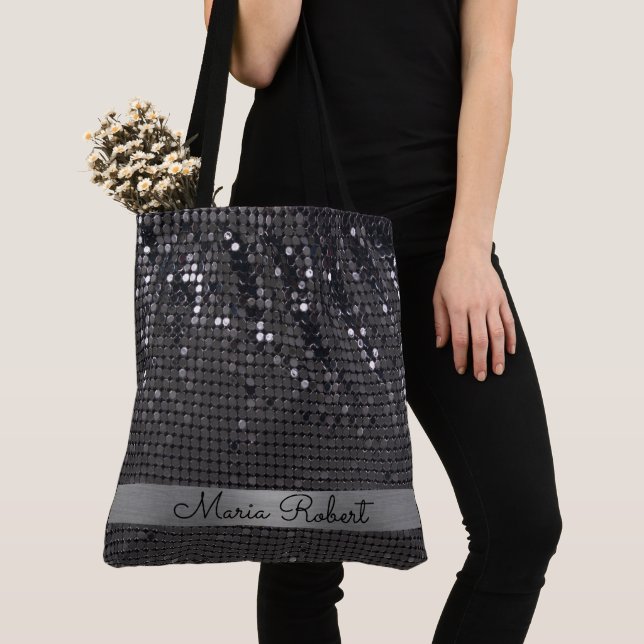 Metallic Black Glitzer Girly Glam Personalisiert (Von Nahem)