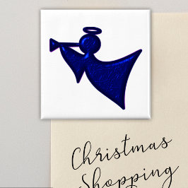 Metallic Blue Christmas Angel Magnet