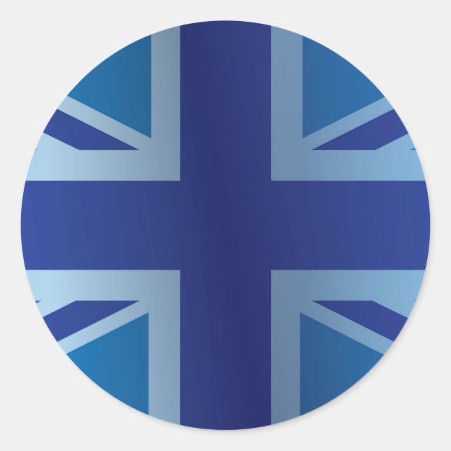 Metallic Blue Classic Union Jack British(UK) Flag Runder Aufkleber (Vorderseite)