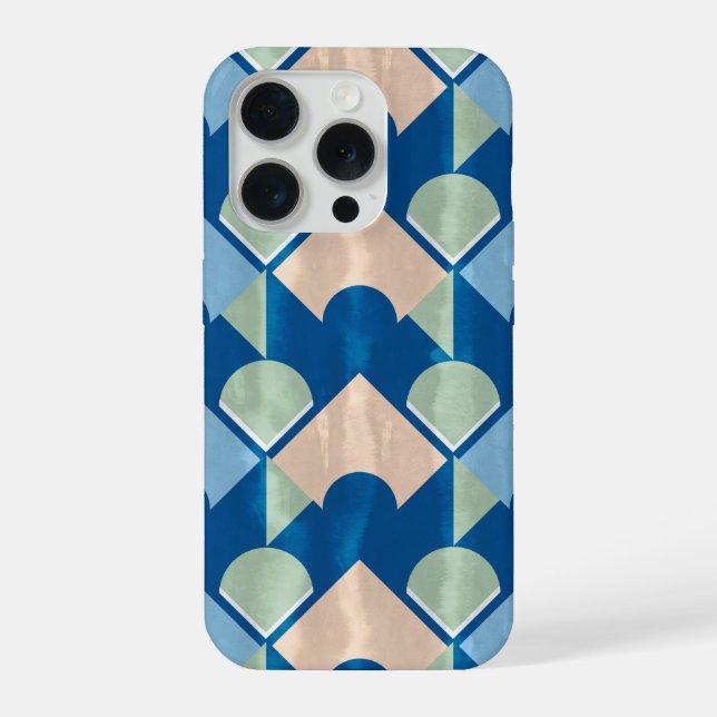 Metallic blue geometric diamond shapes  iPhone hülle (Rückseite)