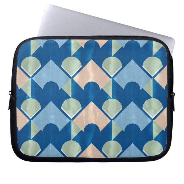 Metallic blue geometric diamond shapes  laptopschutzhülle (Vorderseite)