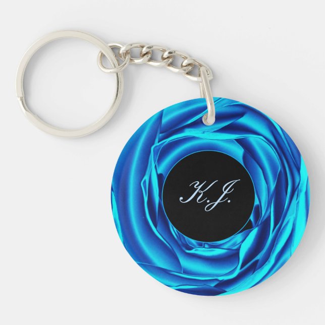 Metallic Blue Rose Schlüsselanhänger (Vorderseite)