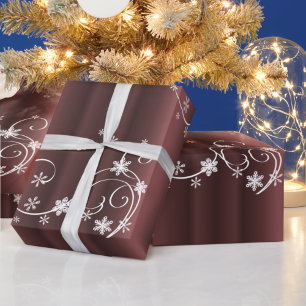 Metallic Brown, weiße Wirbel Weihnachten Geschenkpapier