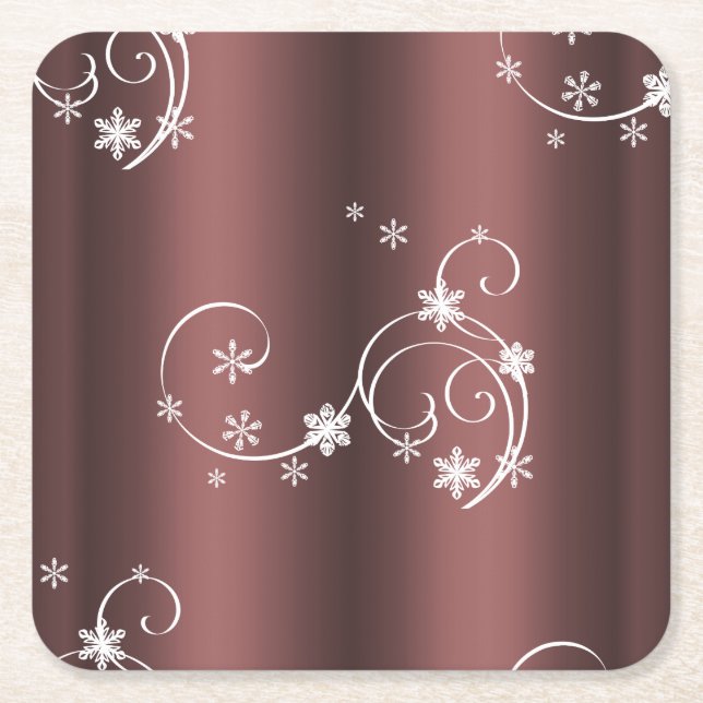 Metallic Brown White Wirbel Weihnachten Rechteckiger Pappuntersetzer (Vorderseite)