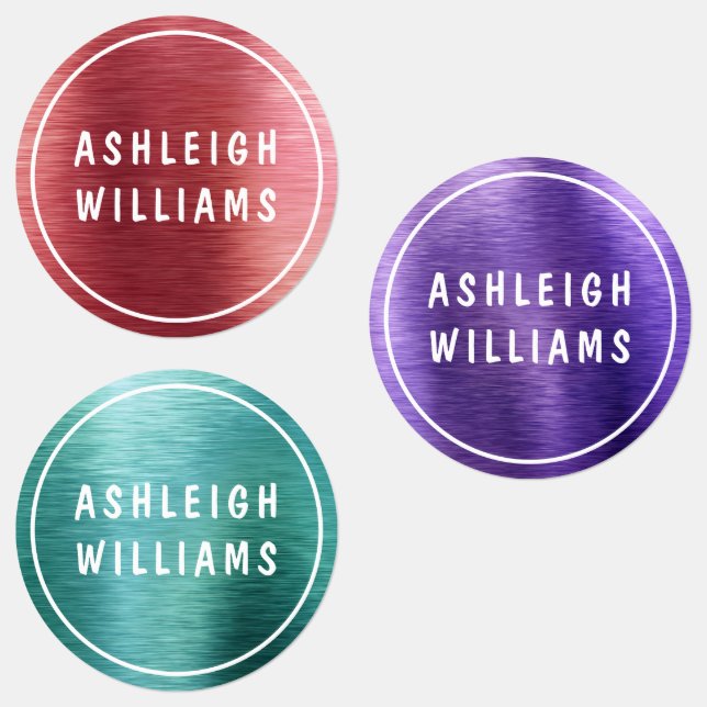 Metallic Chic Sparkle Personalisiert Name Girly Etiketten (Gruppe)