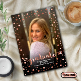 Metallic Confetti Foto Abschluss Folieneinladung