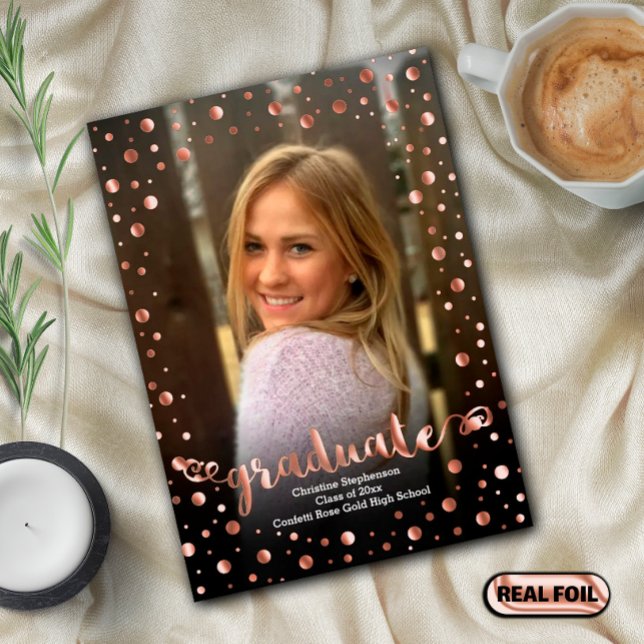 Metallic Confetti Foto Abschluss Folieneinladung (Von Creator hochgeladen)