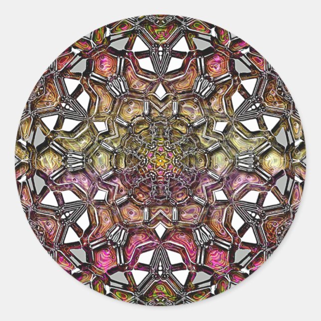Metallic Crystal Mandala Runder Aufkleber (Vorderseite)