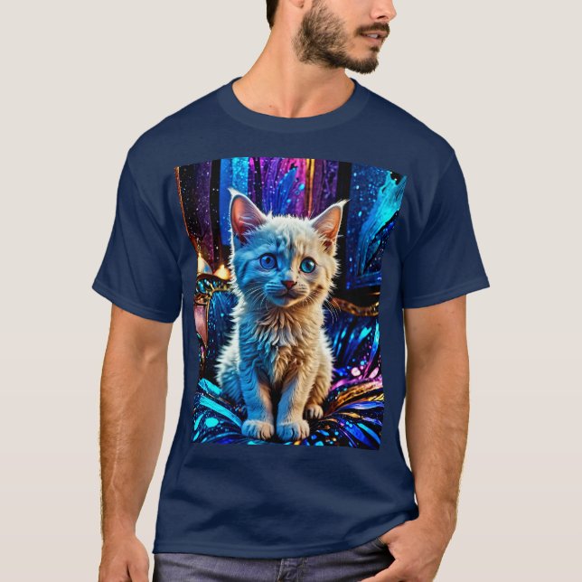 Metallic Design White Kitten T-Shirt (Vorderseite)