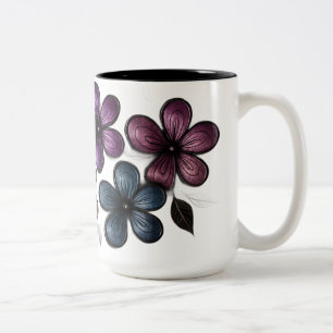 Metallic Doodle floral Art - Luxe Embossed Blume Zweifarbige Tasse