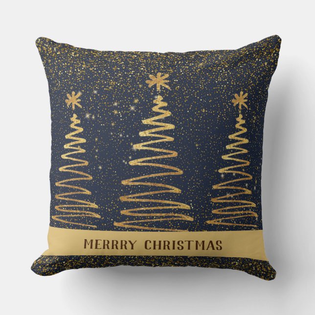 Metallic Elegant Luxus funkelndes Blau Kissen (Vorderseite)