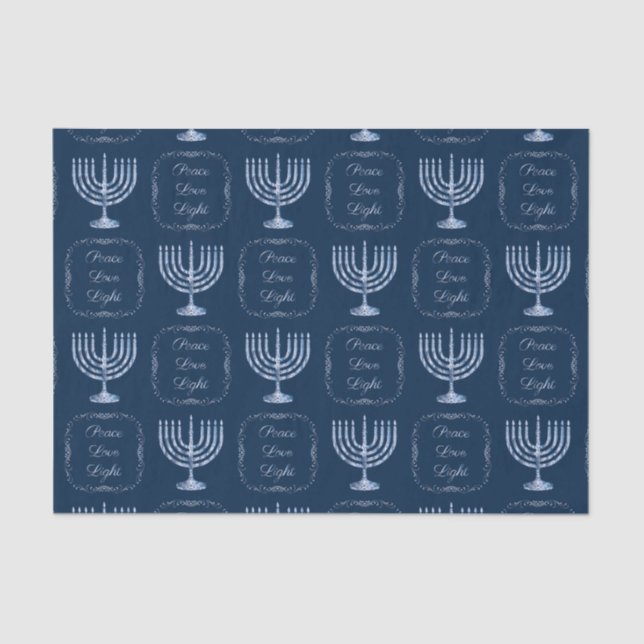 Metallic Filigree Menorah Peace Liebe Light Seidenpapier (Vorderseite)