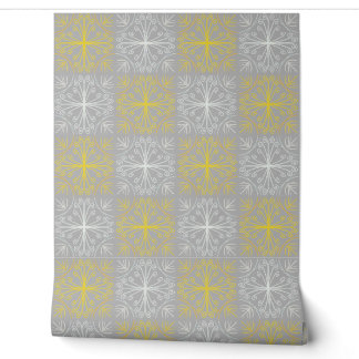 Metallic flower tile gray background tapete