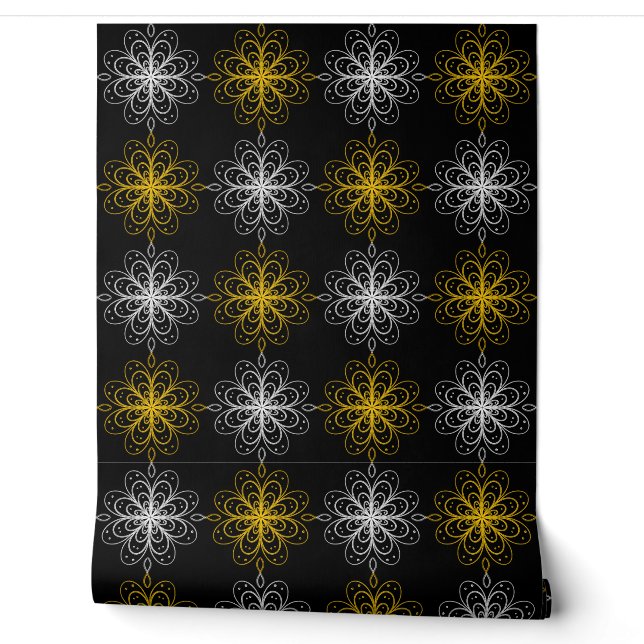 Metallic flower tile gray background tapete (Abrollen)