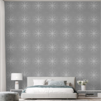 Metallic flower tile gray background tapete