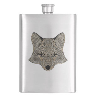 Metallic Fox Face Flachmann