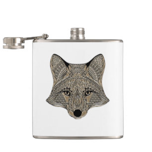 Metallic Fox Face Flachmann
