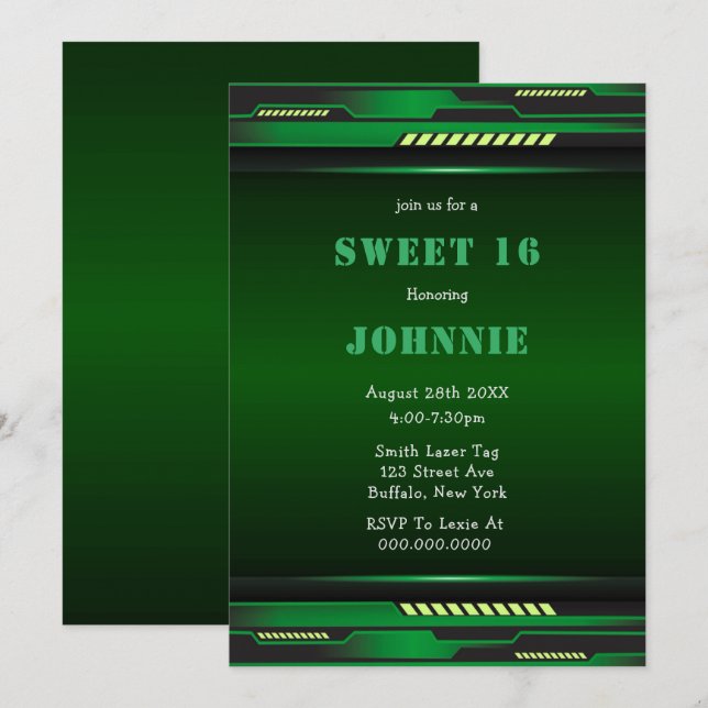 Metallic Futuristic Sweet 16 Geburtstagsparty Einl (Vorne/Hinten)